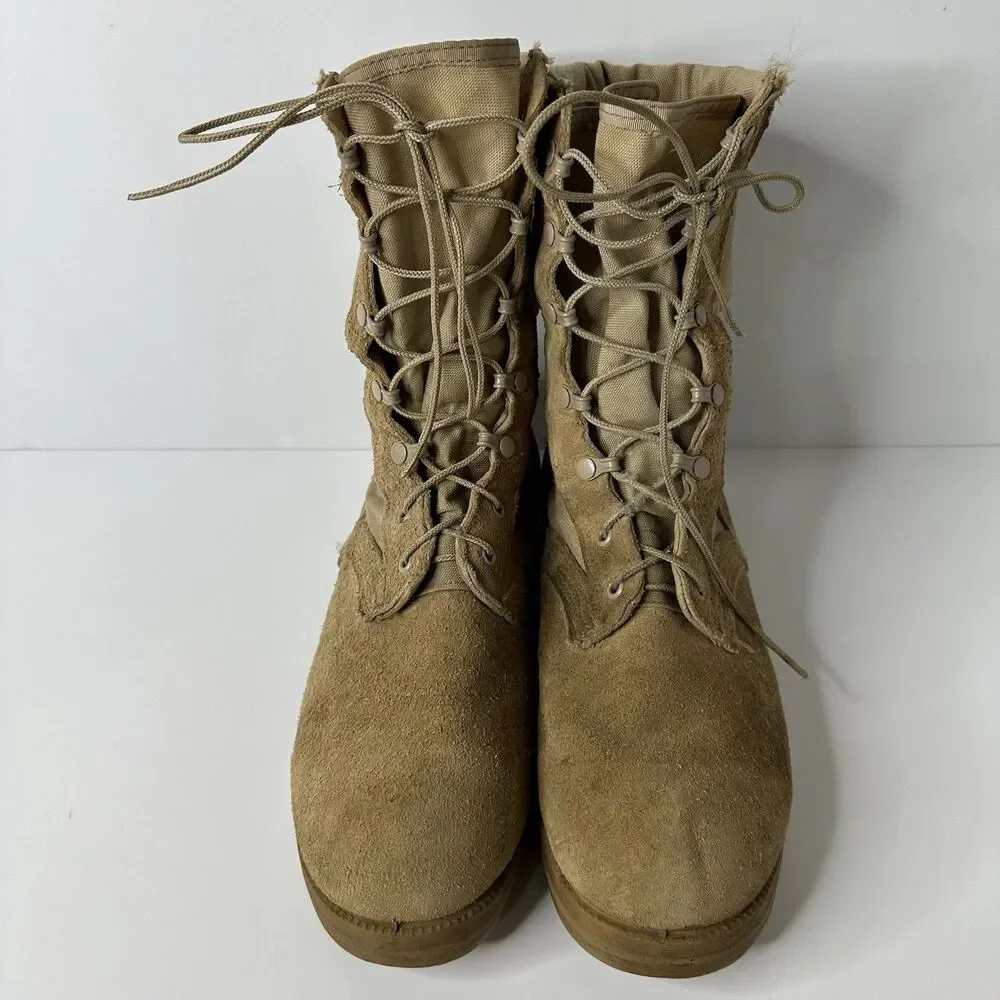 Military‎ Lace Up Combat Boots Mens Sz 9.5 Hot Weather Desert Tan Suede Tactical